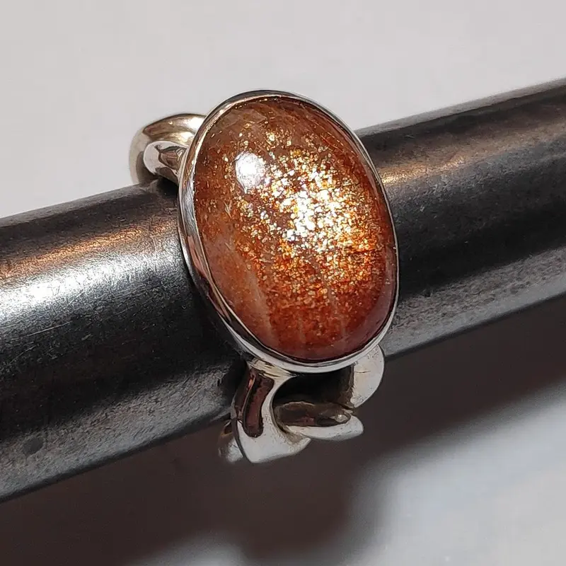 Anello Argento 925 Pietra del sole con catena