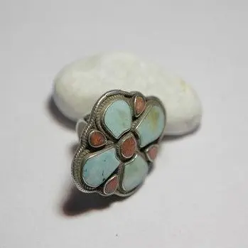 Anello argento ETNICO con pietre dure