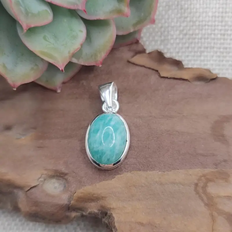 Ciondolo ovale in argento 925 amazzonite - SIDDIPET