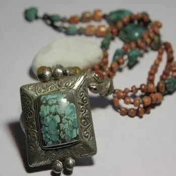 Collana donna ETNICA argento CORALLO TURCHESE