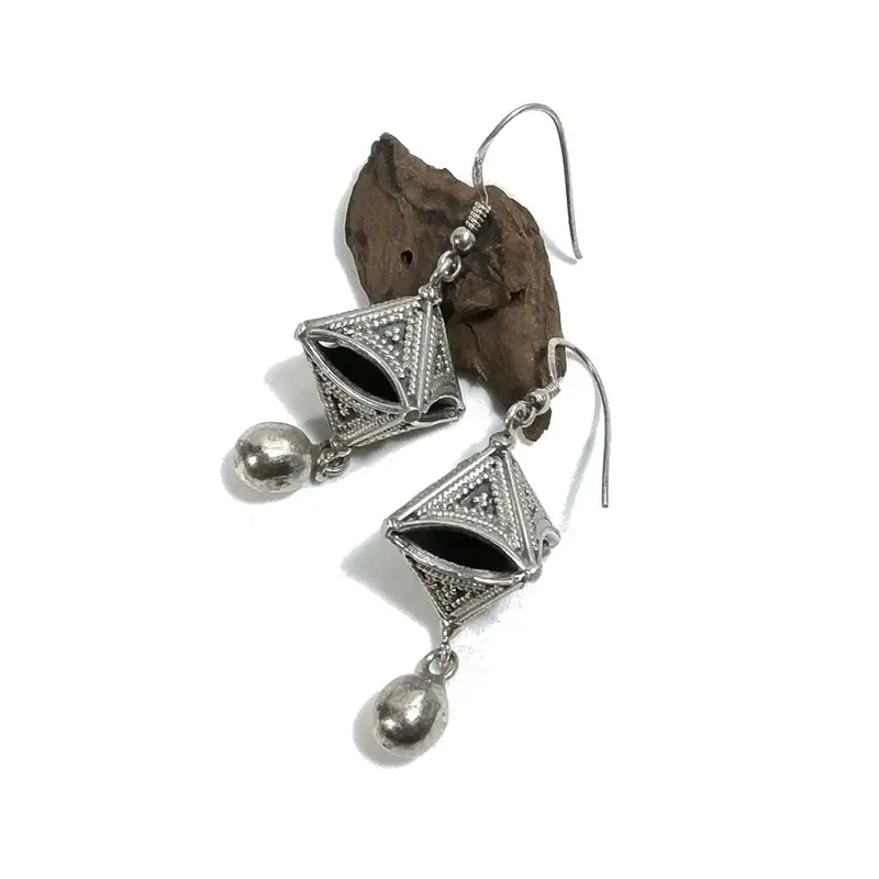 ORECCHINI etnici in argento 925 ROMBO