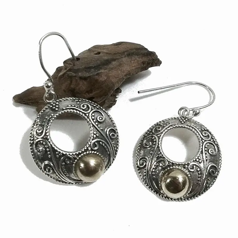 ORECCHINI etnici in argento 925 tondo - oro