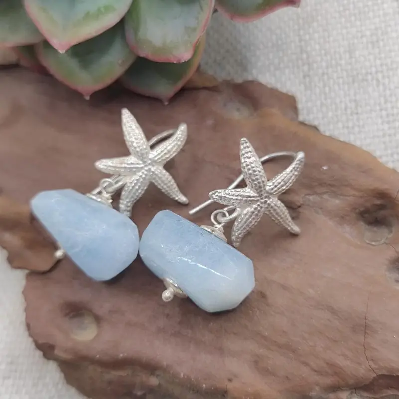 Orecchini in argento con stella e acquamarina - THALLA